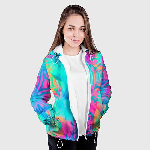 Женская куртка Кислотный тай-дай: паттерн / 3D-Белый – фото 3