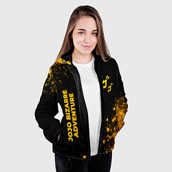 Куртка с капюшоном женская JoJo Bizarre Adventure - gold gradient: надпись, с, цвет: 3D-черный — фото 2