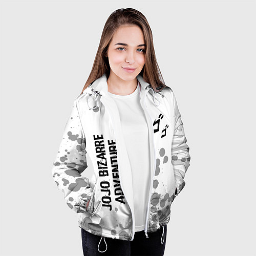 Женская куртка JoJo Bizarre Adventure glitch на светлом фоне: над / 3D-Белый – фото 3