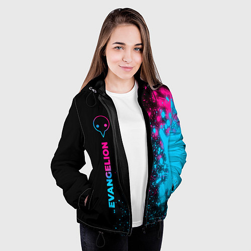 Женская куртка Evangelion - neon gradient: по-вертикали / 3D-Черный – фото 3