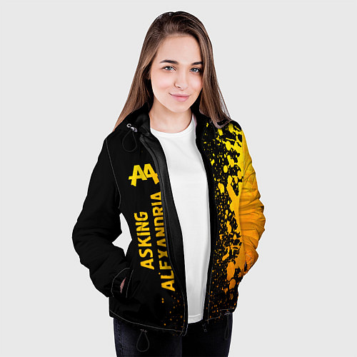 Женская куртка Asking Alexandria - gold gradient: по-вертикали / 3D-Черный – фото 3