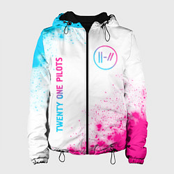 Куртка с капюшоном женская Twenty One Pilots neon gradient style: надпись, си, цвет: 3D-черный