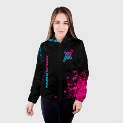 Куртка с капюшоном женская Darling in the FranXX - neon gradient: надпись, си, цвет: 3D-черный — фото 2