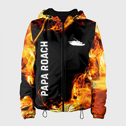 Куртка с капюшоном женская Papa Roach и пылающий огонь, цвет: 3D-черный