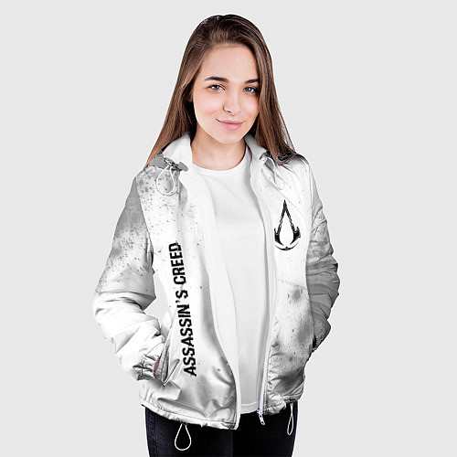 Женская куртка Assassins Creed glitch на светлом фоне: надпись, с / 3D-Белый – фото 3