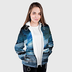 Куртка с капюшоном женская Падение Сатурна - пейзаж, цвет: 3D-белый — фото 2