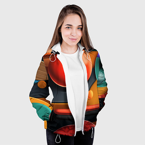 Женская куртка Геометрия фигур / 3D-Белый – фото 3