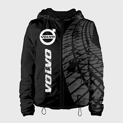 Куртка с капюшоном женская Volvo speed на темном фоне со следами шин: по-верт, цвет: 3D-черный