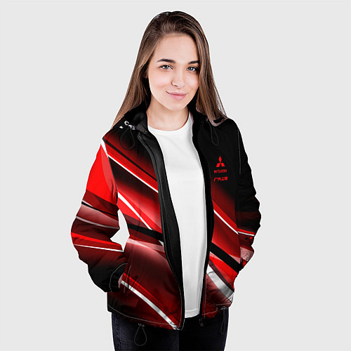 Женская куртка Mitsubishi emblem Митсубиши / 3D-Черный – фото 3