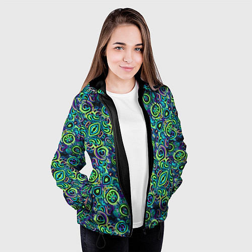 Женская куртка Абстрактный психодел / 3D-Черный – фото 3