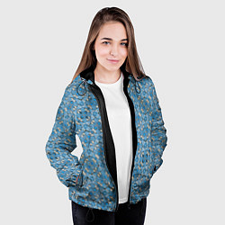 Куртка с капюшоном женская Голубые незабудки текстура дерева, цвет: 3D-черный — фото 2