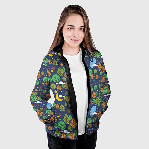 Женская куртка Ночной лес / 3D-Черный – фото 3