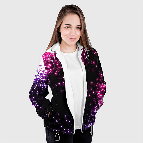Женская куртка Неоновые звезды - neon / 3D-Белый – фото 3