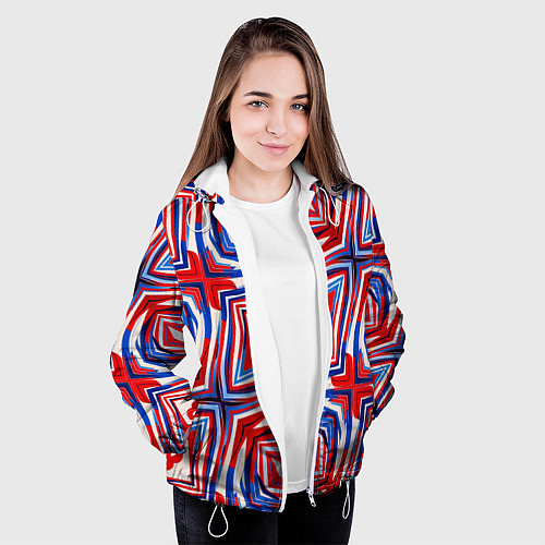 Женская куртка Красная маска абстракция / 3D-Белый – фото 3