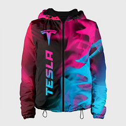 Куртка с капюшоном женская Tesla - neon gradient: по-вертикали, цвет: 3D-черный