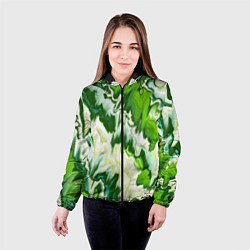 Куртка с капюшоном женская Зеленые штрихи, цвет: 3D-черный — фото 2
