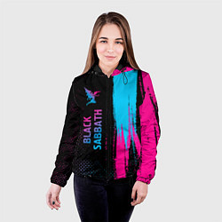 Куртка с капюшоном женская Black Sabbath - neon gradient: по-вертикали, цвет: 3D-черный — фото 2