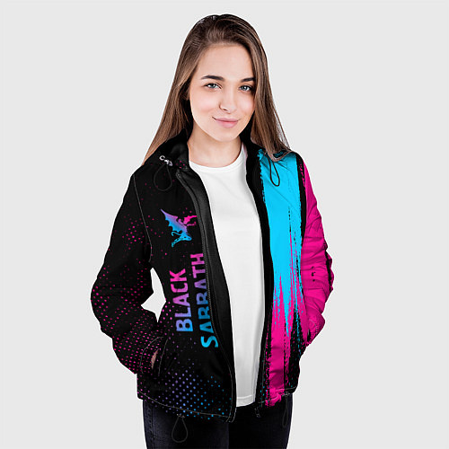 Женская куртка Black Sabbath - neon gradient: по-вертикали / 3D-Черный – фото 3