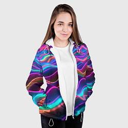 Куртка с капюшоном женская Синие и фиолетовые волны, цвет: 3D-белый — фото 2