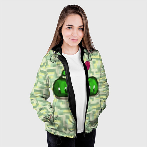 Женская куртка Зеленые слаймы стардью / 3D-Черный – фото 3