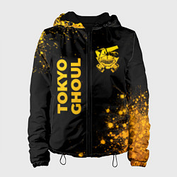 Куртка с капюшоном женская Tokyo Ghoul - gold gradient: надпись, символ, цвет: 3D-черный