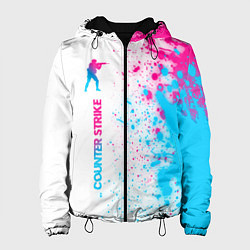 Куртка с капюшоном женская Counter Strike neon gradient style: по-вертикали, цвет: 3D-черный