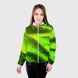 Куртка с капюшоном женская Светлый зеленый абстрактный фон, цвет: 3D-белый — фото 2