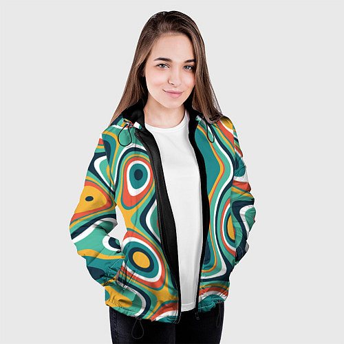Женская куртка Разлитая краска разводами / 3D-Черный – фото 3