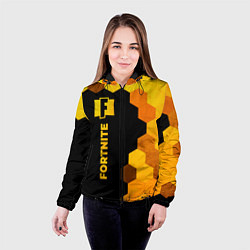 Куртка с капюшоном женская Fortnite - gold gradient: по-вертикали, цвет: 3D-черный — фото 2