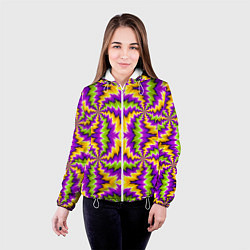 Куртка с капюшоном женская Красочная иллюзия вращения, цвет: 3D-белый — фото 2