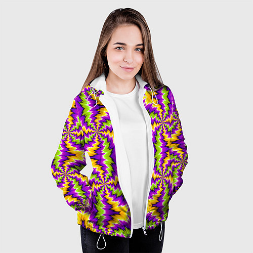 Женская куртка Красочная иллюзия вращения / 3D-Белый – фото 3