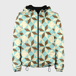 Куртка с капюшоном женская Brown blue pattern, цвет: 3D-черный