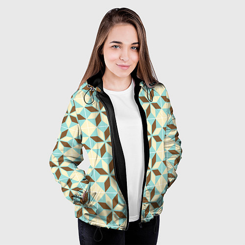 Женская куртка Brown blue pattern / 3D-Черный – фото 3