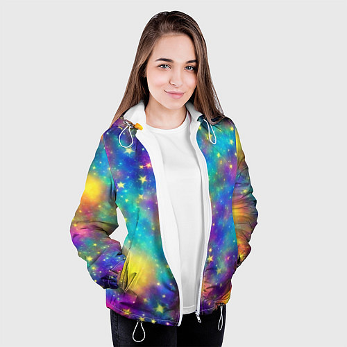 Женская куртка Звездный космос, сияющий волшебством / 3D-Белый – фото 3