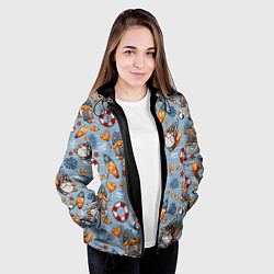 Куртка с капюшоном женская Пляжные гномы, цвет: 3D-черный — фото 2