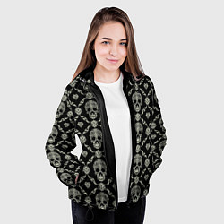 Куртка с капюшоном женская Узор с черепами Pattern with skulls, цвет: 3D-черный — фото 2