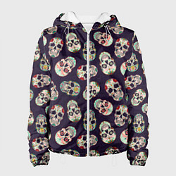 Куртка с капюшоном женская Узор с черепами Pattern with skulls, цвет: 3D-белый