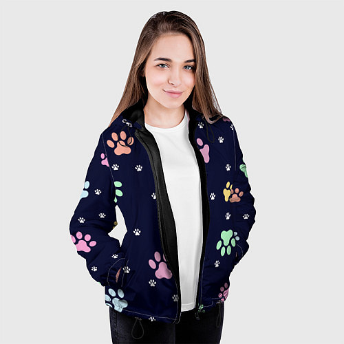 Женская куртка Лапки животных / 3D-Черный – фото 3