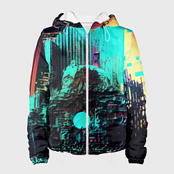 Куртка с капюшоном женская Городская радиоволна, цвет: 3D-белый