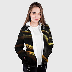 Куртка с капюшоном женская Золотистые волны абстракция, цвет: 3D-белый — фото 2