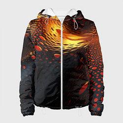 Куртка с капюшоном женская Золотые волнистые линии, цвет: 3D-белый