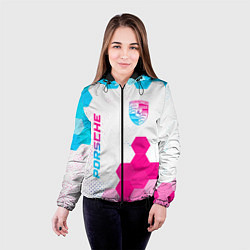 Куртка с капюшоном женская Porsche neon gradient style: надпись, символ, цвет: 3D-черный — фото 2