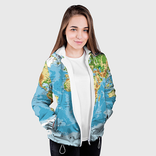 Женская куртка Атлас мира / 3D-Белый – фото 3