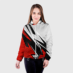 Куртка с капюшоном женская Бело-красная униформа для зала, цвет: 3D-белый — фото 2