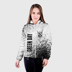 Куртка с капюшоном женская Green Day и рок символ на светлом фоне, цвет: 3D-белый — фото 2