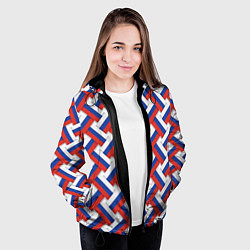 Куртка с капюшоном женская Россия - плетёнка, цвет: 3D-черный — фото 2