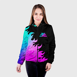 Куртка с капюшоном женская Imagine Dragons неоновый огонь, цвет: 3D-черный — фото 2