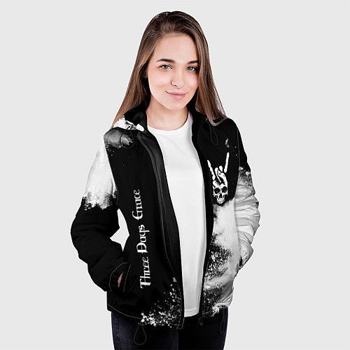 Женская куртка Three Days Grace и рок символ на темном фоне / 3D-Черный – фото 3