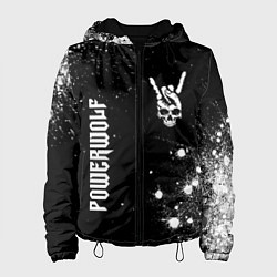 Куртка с капюшоном женская Powerwolf и рок символ на темном фоне, цвет: 3D-черный