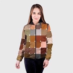 Куртка с капюшоном женская Brown squares, цвет: 3D-черный — фото 2